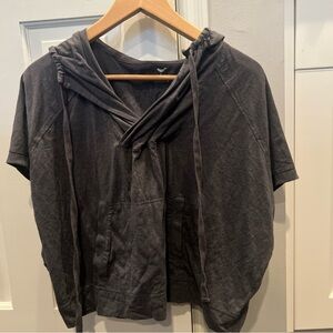 STEM by Anthropologie Top Womens XS/S Cotton Blend Hoodie Crop Boxy Blue Gray